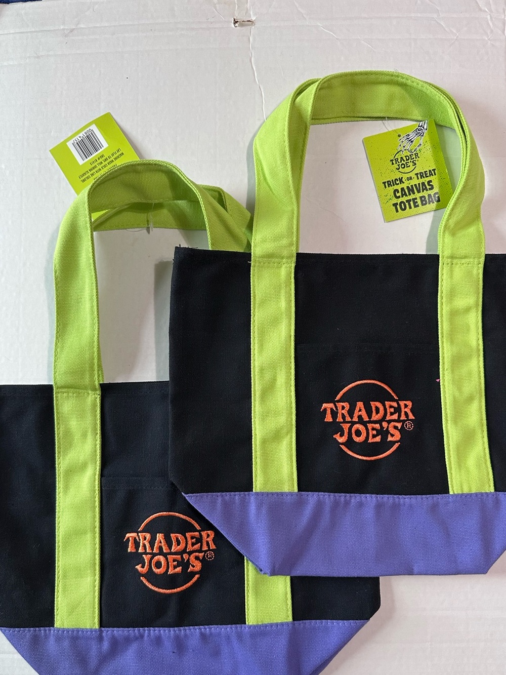 Trader Joe’s Black Mini Canvas Tote Bag - 2 pack set